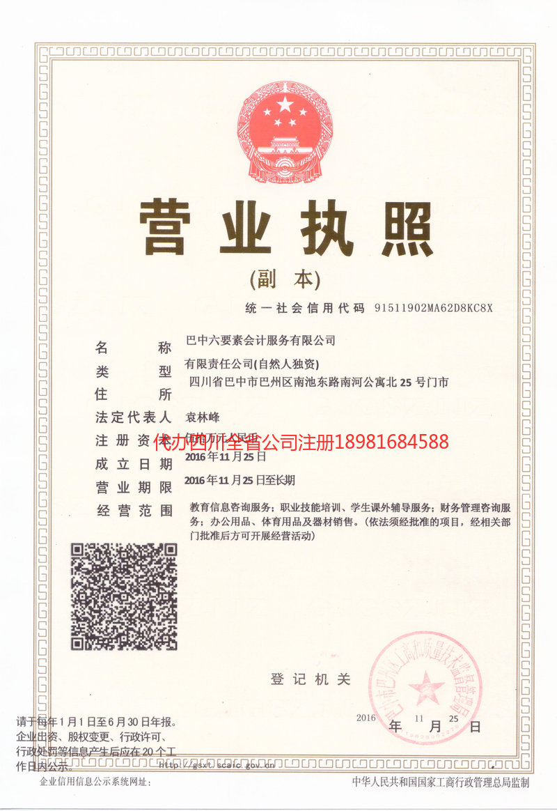 雅安雅安六要素会计服务有限公司